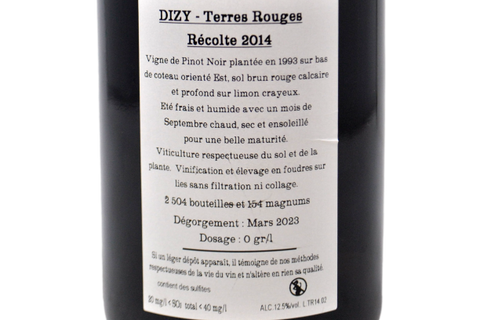 CHAMPAGNE EXTRA BRUT BLANC DE NOIRS A DIZY "TERRES ROUGES" 2014 - JACQUESSON