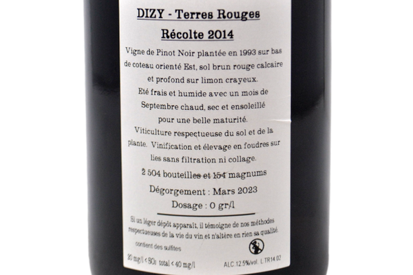 CHAMPAGNE EXTRA BRUT BLANC DE NOIRS A DIZY "TERRES ROUGES" 2014 - JACQUESSON