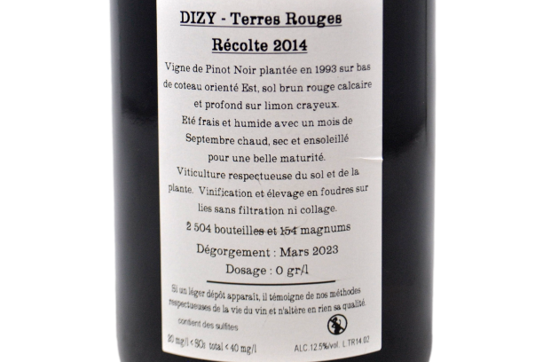 CHAMPAGNE EXTRA BRUT BLANC DE NOIRS A DIZY "TERRES ROUGES" 2014 - JACQUESSON