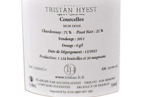 CHAMPAGNE BRUT NATURE LIEUX-DITS "COURCELLES" 2011 - TRISTAN HYEST