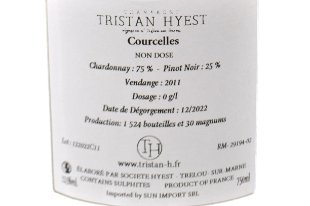 CHAMPAGNE BRUT NATURE LIEUX-DITS "COURCELLES" 2011 - TRISTAN HYEST