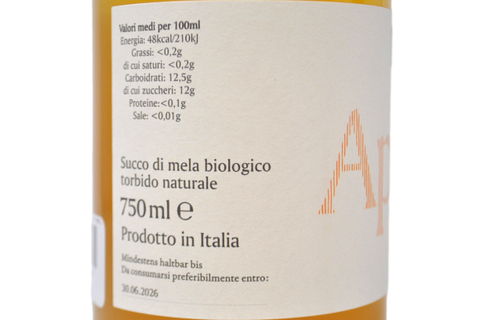 SUCCO DI MELA BIOLOGICO TORBIDO NATURALE "APFELSAFT" - TRÖPFLTALHOF