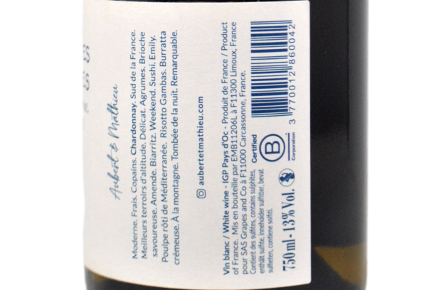 PAYS D'OC IGP CHARDONNAY "HAUTES PISTES" 2023 - AUBERT & MATHIEU