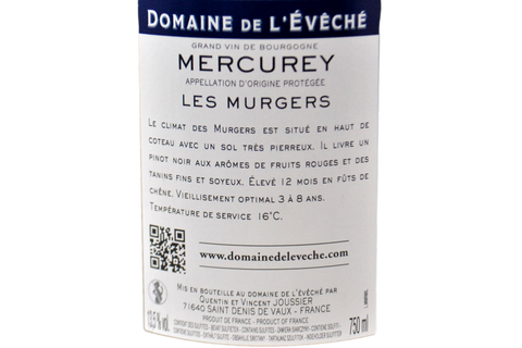 BOURGOGNE MERCUREY ROUGE 2021 "LES MURGERS" - DOMAINE DE L'ÉVÊCHÉ