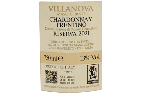 TRENTINO DOC CHARDONNAY RISERVA "VILLANOVA MASO CORNO" 2021 - TENUTA MASO CORNO
