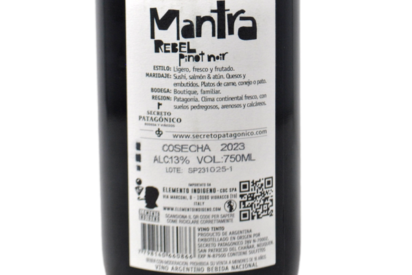 PATAGONIA PINOT NOIR "REBEL MANTRA" 2023 - BODEGA SECRETO PATAGONICO