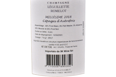 CHAMPAGNE BRUT “CEPAGES D'AUTREFOIS” 2018 - CHAMPAGNE LEGUILLETTE ROMELOT