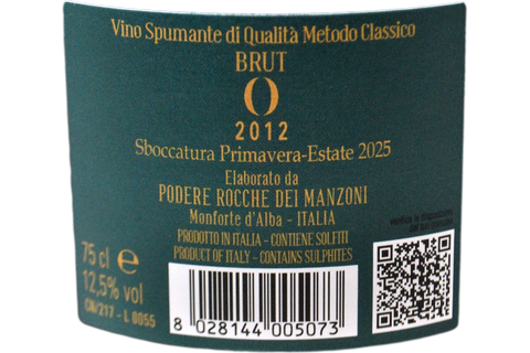 Mousseux Classique Méthode Brut "Valentino Zero" 2004 - Rocche dei Manzoni