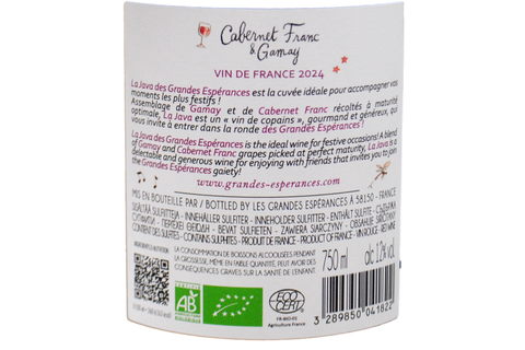 CABERNET FRANC & GAMAY BIO "LA JAVA" 2023 - DOMAINE DES GRANDES ESPERANCES