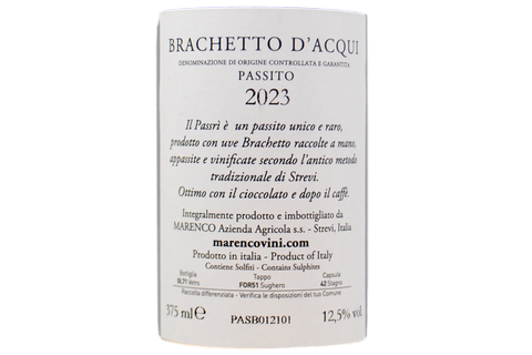 BRACHETTO D'ACQUI PASSITO DOCG "PASSRÌ" 2023 - MARENCO