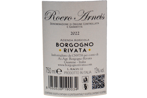 ROERO ARNEIS DOCG 2022 - BORGOGNO RIVATA