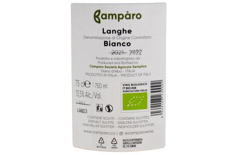 LANGHE BIANCO DOC BIO "QUANDO" 2022 - AZIENDA AGRICOLA CAMPÀRO