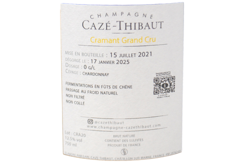 CHAMPAGNE EXTRA BRUT "LES LERIENS" 2016 (1248 BOUTEILLES PRODUITES) - CAZE THIBAUT