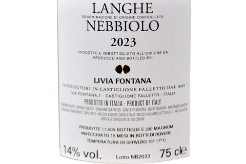 LANGHE NEBBIOLO DOC 2023 - LIVIA FONTANA