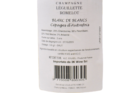 CHAMPAGNE BRUT BLANC DE BLANCS "CEPAGES D'AUTREFOIS" - CHAMPAGNE LEGUILLETTE ROMELOT