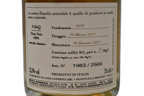 METODO CLASSICO BIANC DE NEGHER PAS DOSE "ARGICAL" 2010 - CASA CATERINA