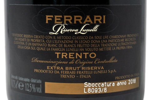 TRENTO DOC EXTRA BRUT BLANC DE BLANCS "RISERVA LUNELLI" 2009 SBOCCATURA 2018 - FERRARI