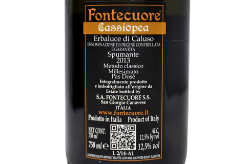 ERBALUCE DI CALUSO METODO CLASSICO MILLESIMATO PAS DOSÉ BIOLOGICO "CASSIOPEA" 2013 - FONTECUORE