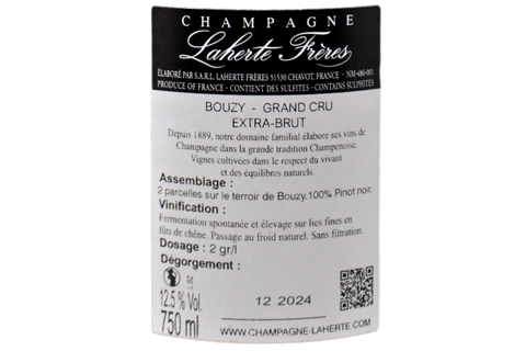 CHAMPAGNE BOUZY GRAND CRU BLANC DE NOIRS EXTRA BRUT 2021- LAHERTE FRÈRES