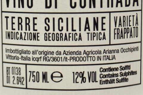 TERRE SICILIANE ROUGE IGT "SP 68" 2019 - ARIANNA OCCHIPINTI