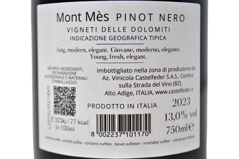 VIGNETI DELLE DOLOMITI IGT PINOT NERO "MONT MES" 2023 - CASTELFEDER
