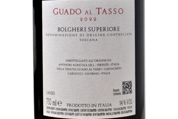 BOLGHERI DOC SUPERIORE "GUADO AL TASSO" 2022 - TENUTA GUADO AL TASSO-ANTINORI