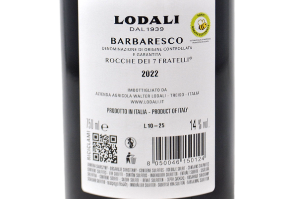 BARBARESCO DOCG "ROCCHE DEI 7 FRATELLI" 2022 - WALTER LODALI