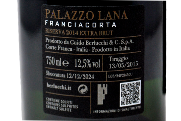 FRANCIACORTA DOCG EXTRA BRUT BLANC DE NOIRS RISERVA "PALAZZO LANA EXTREME" 2014 ASTUCCIATO - BERLUCCHI