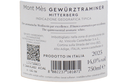 MITTERBERG IGT GEWURZTRAMINER "MONT MES" 2025 - CASTELFEDER