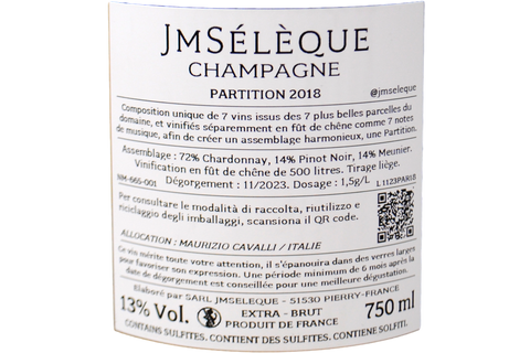 CHAMPAGNE EXTRA BRUT "PARTITION 7 PARCELLES" 2018 - J-M SÉLÈQUE