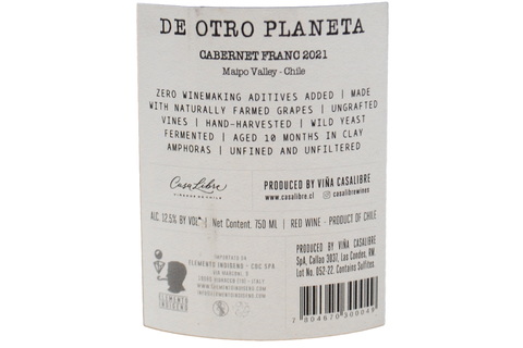 CHILE MAIPO VALLEY CABERNET FRANC "DE OTRO PLANETA" 2021 - VIÑA CASALIBRE