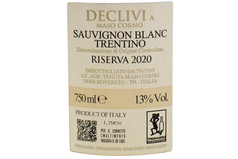 TRENTINO DOC SAUVIGNON BLANC RISERVA "DECLIVI A MASO CORNO" 2020 - TENUTA MASO CORNO