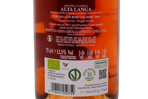 ALTA LANGA BIO DOCG PAS DOSE ROSÉ "FOR ENGLAND" 2020 - CONTRATTO