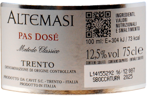 TRENTO DOC PAS DOSÉ 2020 - ALTEMASI