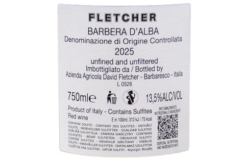 BARBERA D'ALBA DOC "CANTINA DELLA STAZIONE" 2025 - DAVID FLETCHER