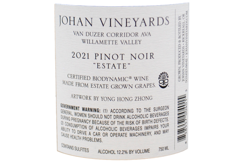 WILLAMETTE VALLEY PINOT NOIR "ESTATE" 2021 - JOHAN VINEYARDS