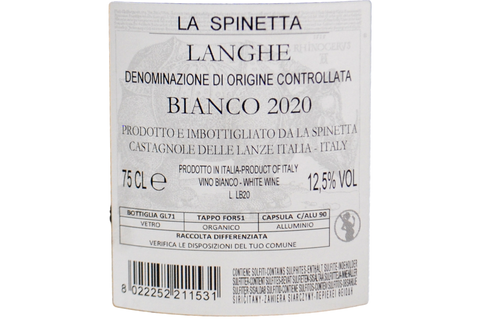 LANGHE BIANCO DOC 2020 - LA SPINETTA