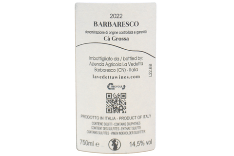 BARBARESCO DOCG "CÀ GROSSA" 2022 - LA VEDETTA WINES