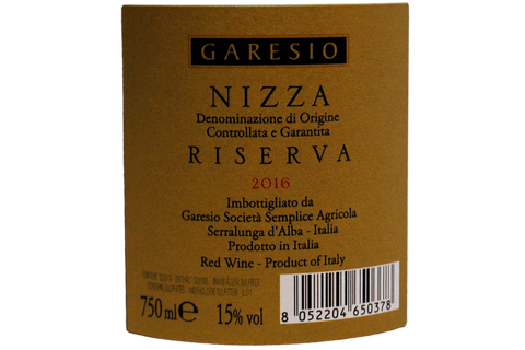 NIZZA RISERVA DOCG 2016 - GARESIO