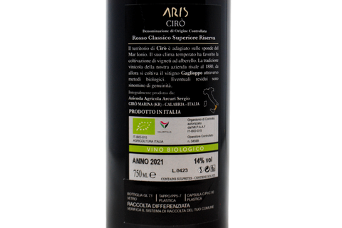 CIRÒ DOC ROSSO CLASSICO SUPERIORE RISERVA BIO "ARIS" 2021 - SERGIO ARCURI