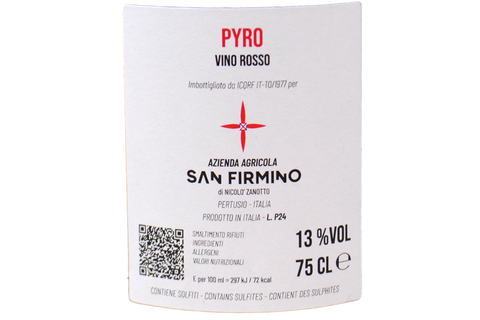 VINO ROSSO 100% FREISA "PYRO" 2024 - AZIENDA AGRICOLA SAN FIRMINO