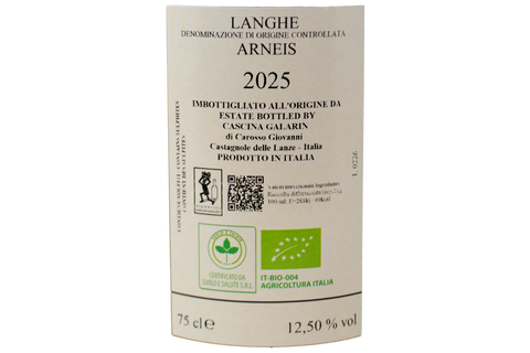 LANGHE ARNEIS DOC BIO "BARIVEL" 2025 - CASCINA GALARIN