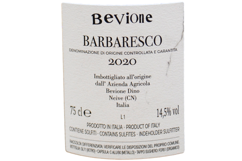 BARBARESCO DOCG 2020 - DINO BEVIONE
