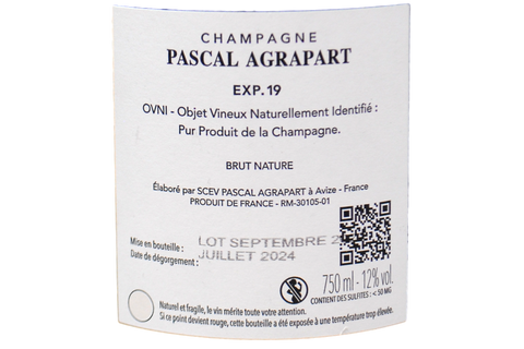 CHAMPAGNE BRUT NATURE GRAND CRU BLANC DE BLANCS A AVIZE "EXP. 14" - PASCAL AGRAPART