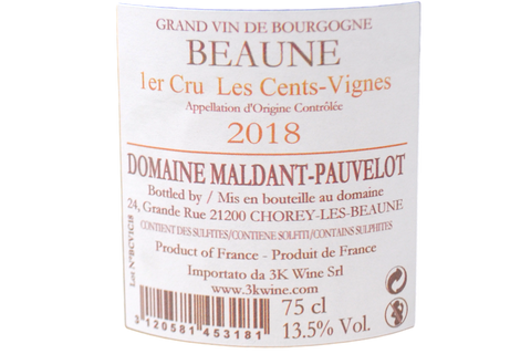 GRAND VIN DE BOURGOGNE BEAUNE PREMIER CRU "LES CENT VIGNES" 2017 (1300 BOUTEILLES PRODUITES) - DOMAINE MALDANT PAUVELOT