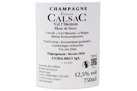 CHAMPAGNE EXTRA BRUT BLANC DE NOIRS "VAL L'HERMITE" - ÉTIENNE CALSAC