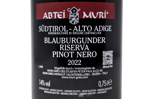 SUDTIROL DOC PINOT NERO RISERVA "ABTEI MURI" 2022 - MURI-GRIES