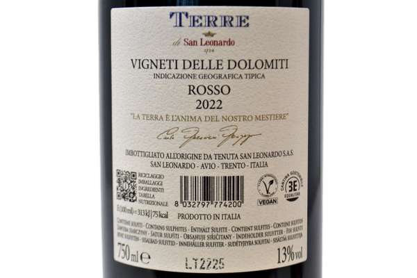 VIGNOBLES DES DOLOMITES IGT "TERRE" 2019 - TENUTA SAN LEONARDO