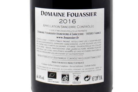 SANCERRE ROUGE 2016 - DOMAINE FOUASSIER