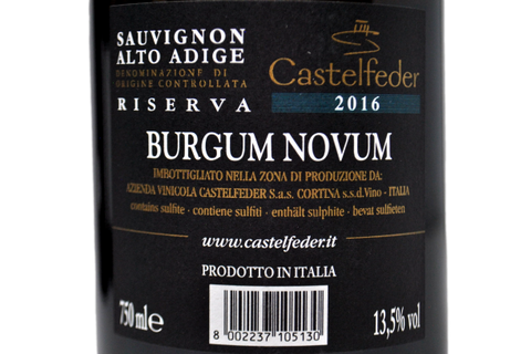 ALTO ADIGE DOC SAUVIGNON RISERVA "BURGUM NOVUM" 2016 - CASTELFEDER